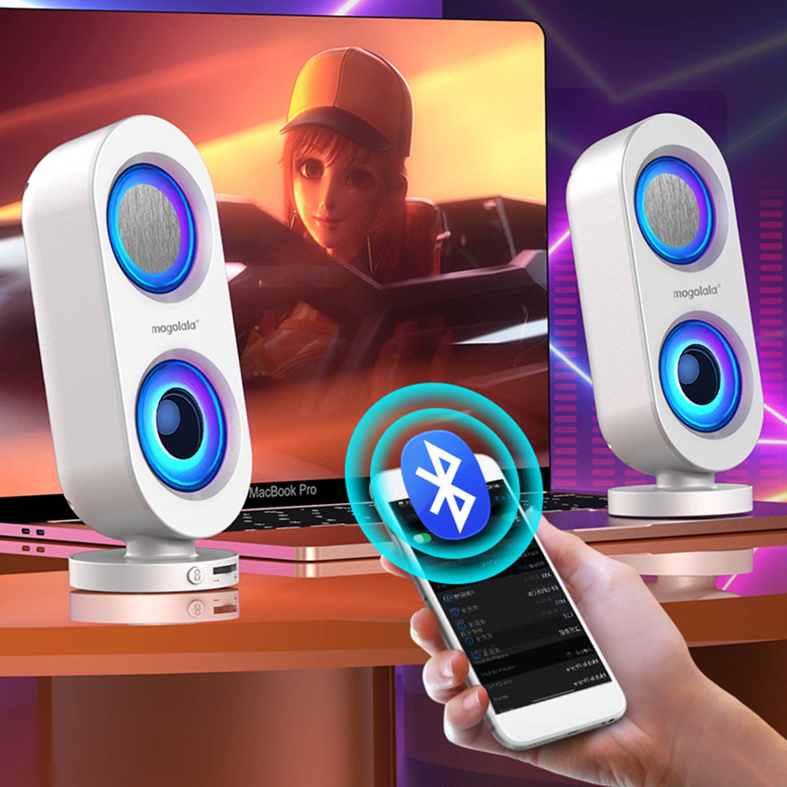 FNYOXU Bluetooth Speaker Desktop Game Computer Audio Desktop Home Mobile Phone Small Speaker Mini Subwoofer Wired USB High Volume