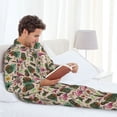 thumbnail image 6 of Salouo Tropical Mask Flamingo Print Button-Front Long Sleeve Pajama Set for Men, Soft 2Pjs Men's Long Sleeve Sleepwear-Medium, 6 of 7