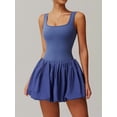 thumbnail image 3 of Womens Bubble Tennis Dress Squre Neck Sleeveless Workout Golf Athletic Dresses Build in Shorts with Pockets  L, 3 of 7