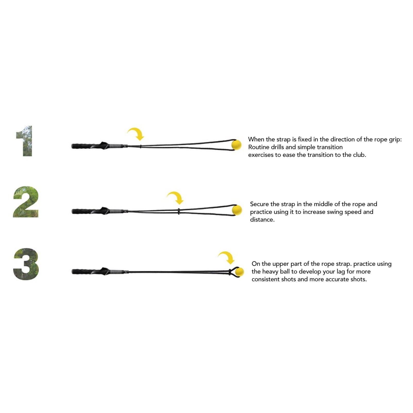 Suodoka Golf Swing Trainer Warm Up Stick Flexible Swing Speed Training Aid with Ball for Arm Strength Exercise Anti Slip Grip Nylon Rubber Black (14.57 inches / 37 cm)