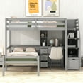 thumbnail image 3 of Harper & Bright Designs L Shaped Twin Over Twin Bunk Bed with Storage Staircase, Desk, Shelves and Drawers, Wooden Loftbed with a Stand-Alone Platform Bedframe for Bedroom, Gray, 3 of 15