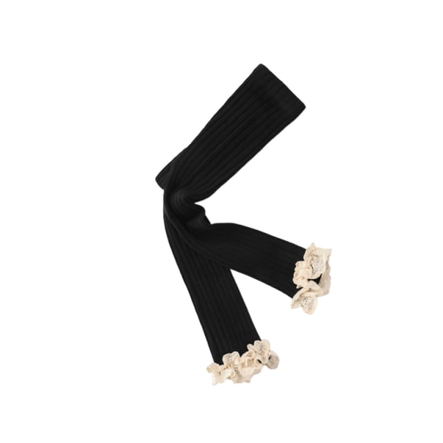 Toddler Baby Girls Leggings Lace Trim Tights Ruffle Ribbed Knit Stocking Infant Fall Winter Warm Bottom Pants 0-8 Years Black