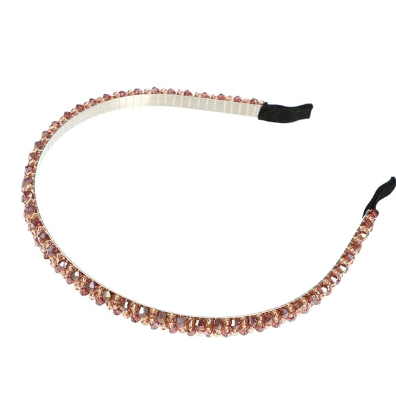 Vocoste 1 Pcs Hairband for Women 2 Rows Rhinestone Headband Purple 0.31 Inch Wide