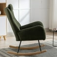 thumbnail image 4 of Nursery Rocking Chair, 35.5" Teddy Fabric Upholstered Glider Rocker with High Backrest, Modern Rocking Accent Chairs Comfy Side Chair for Nursery, Bedroom, Living Room,Dark Green, 4 of 8