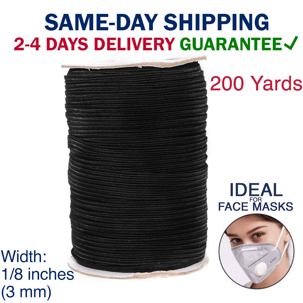 Black Fedaog,Elastic Bands for Sewing 100 Yards 1//8 Inch Wide Elastic String Cord Bands Rope for Sewing Crafts DIY Mask Face Cover