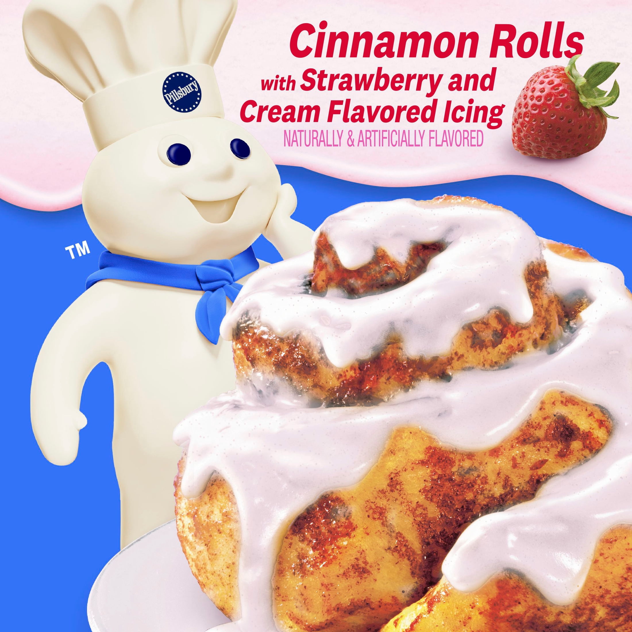 Pillsbury Grands! Cinnamon Rolls with Strawberry and Cream Flavored Icing, 5 Count, 17.5 oz