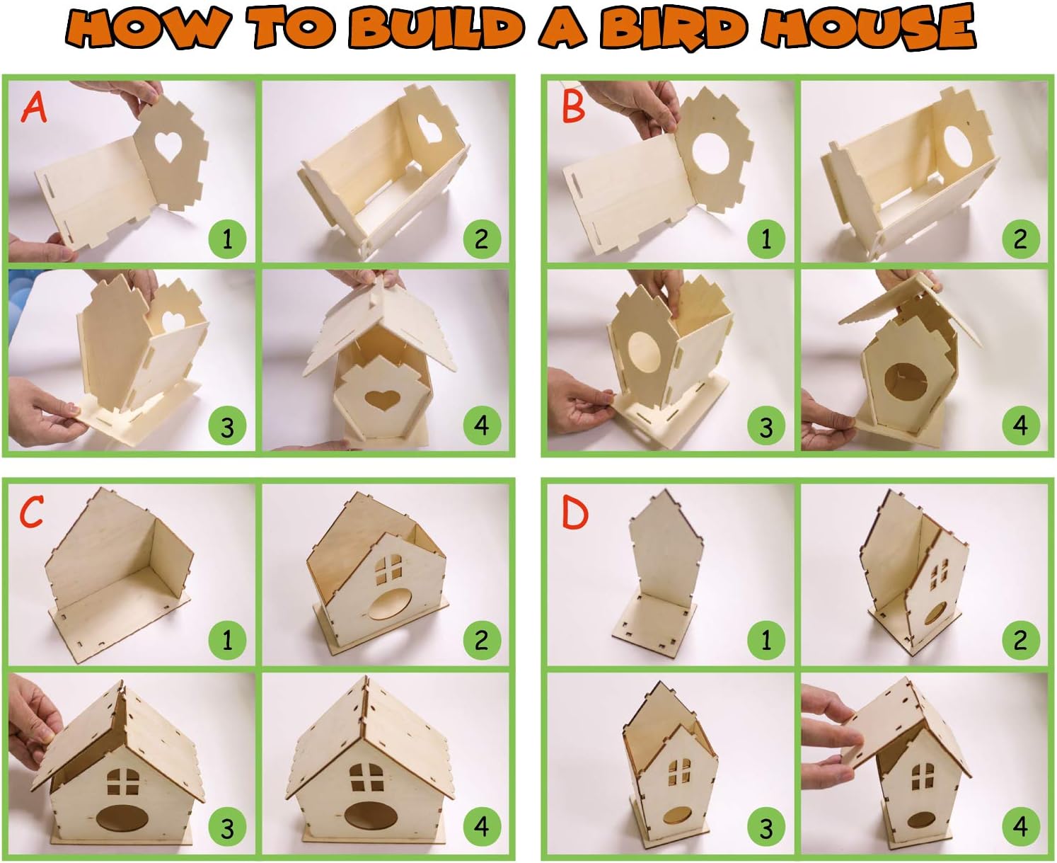 Beautysureup 4-Pack DIY Wooden Birdhouse Craft Kit photo 4