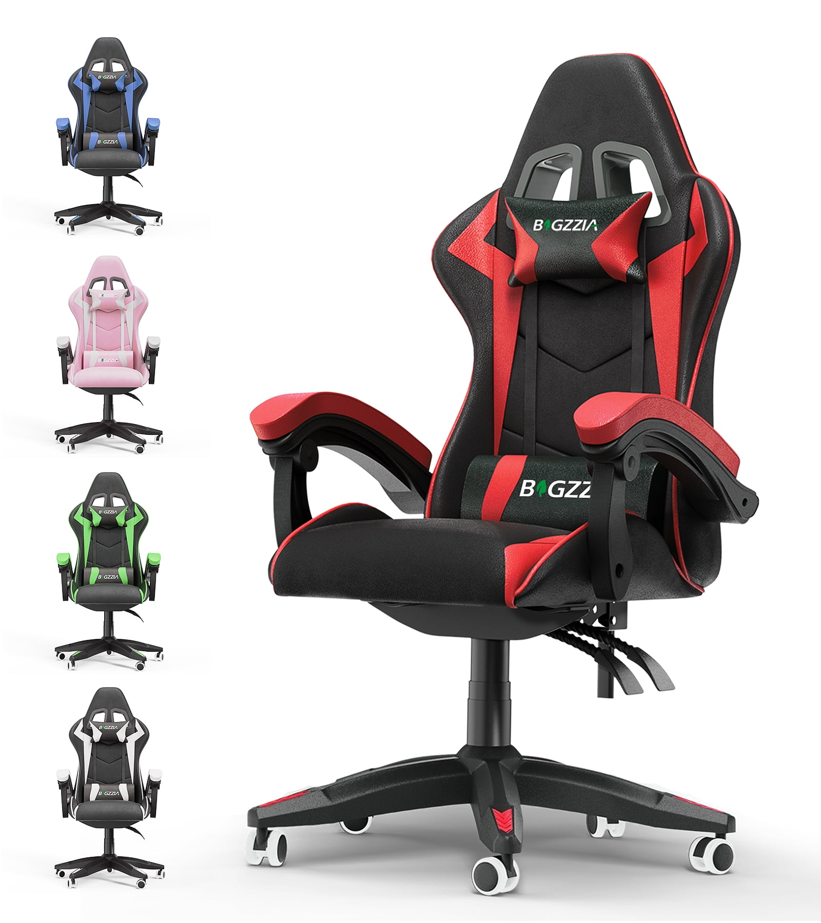Bigzzia High-Back Gaming Chair PC Office Chair Computer Racing Chair PU Desk Task Chair Ergonomic Executive Swivel Rolling Chair with Lumbar Support for Back Pain Women, Men (Red)