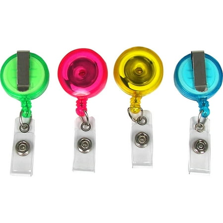 Translucent ID Card Reel, Assorted Pastel Colors, 4/PK