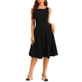 thumbnail image 1 of INSPIRE CHIC Robe de Travail Sans Manches pour Femmes Col Bateau Taille Haute Ajustée et Évasée Noire m, 1 of 5
