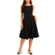 thumbnail image 1 of Vestido de trabajo sin mangas INSPIRE CHIC para mujeres, con cuello barco, cintura alta, vestido de corte acampanado, negro XS, 1 of 1