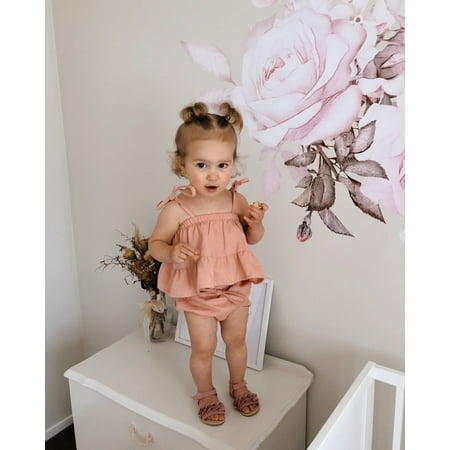 

Newborn Baby Girl 2PCS Clothes Sling Tops Vest Shorts Outfits Sunsuit