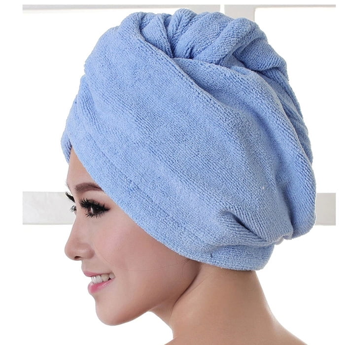 Microfiber Fleece Towel Quick Dry Hair Drying Turban Hat Kids Girls Shower Cap 