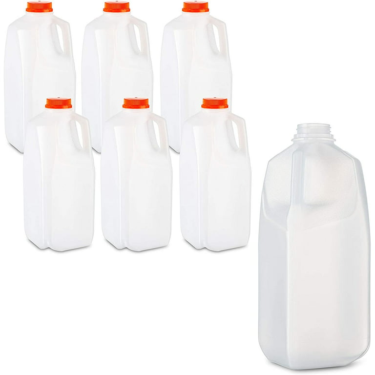 Upper Midland Products [6 PACK] Half Gallon Jugs With Caps - 64oz Empty  Milk Plastic Container Bottles and Lid