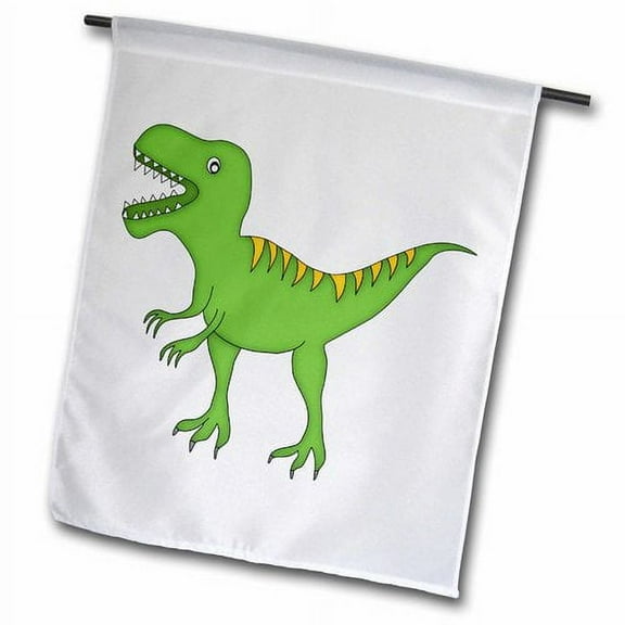 3dRose, Green and Yellow Dinosaur Growling, 12 x 18 inch Garden Flag