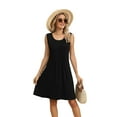 thumbnail image 4 of Loose Beach Vacation Casual Crew Neck Sleeveless Sundresses with Pockets Tank Dress, 4 of 10