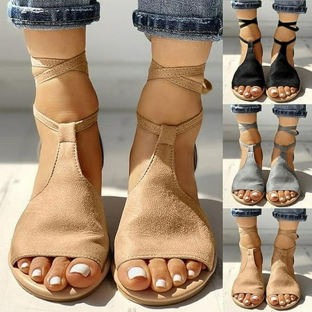 

FAIAI 2024 Masbird Gladiator Sandals for Women Casual Summer Flat Strappy Sandals Dressy Retro Sandals Ankle Strap Open Toe Roman Shoes
