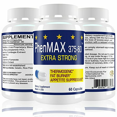PhenMax375  Diet Pills. Fat Burner, Energy Enhancer, Appetite Suppressant Ultra Strong Diet (Best Diet Foods For Belly Fat)