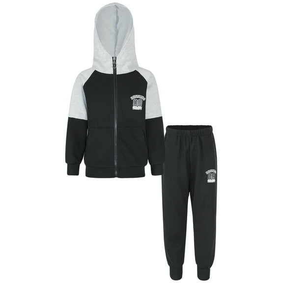 YEAHDOR Kids Boys Tracksuit Sweatsuit Zip Up Hoodie Sweatshirt Tops with Jogger Sweatpants Black 11-12