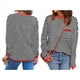 thumbnail image 3 of Suéter de Punto Suave A Rayas para Mujer, Camisa Holgada con Bolsillo en el Pecho. Rojo Naranja L, 3 of 5