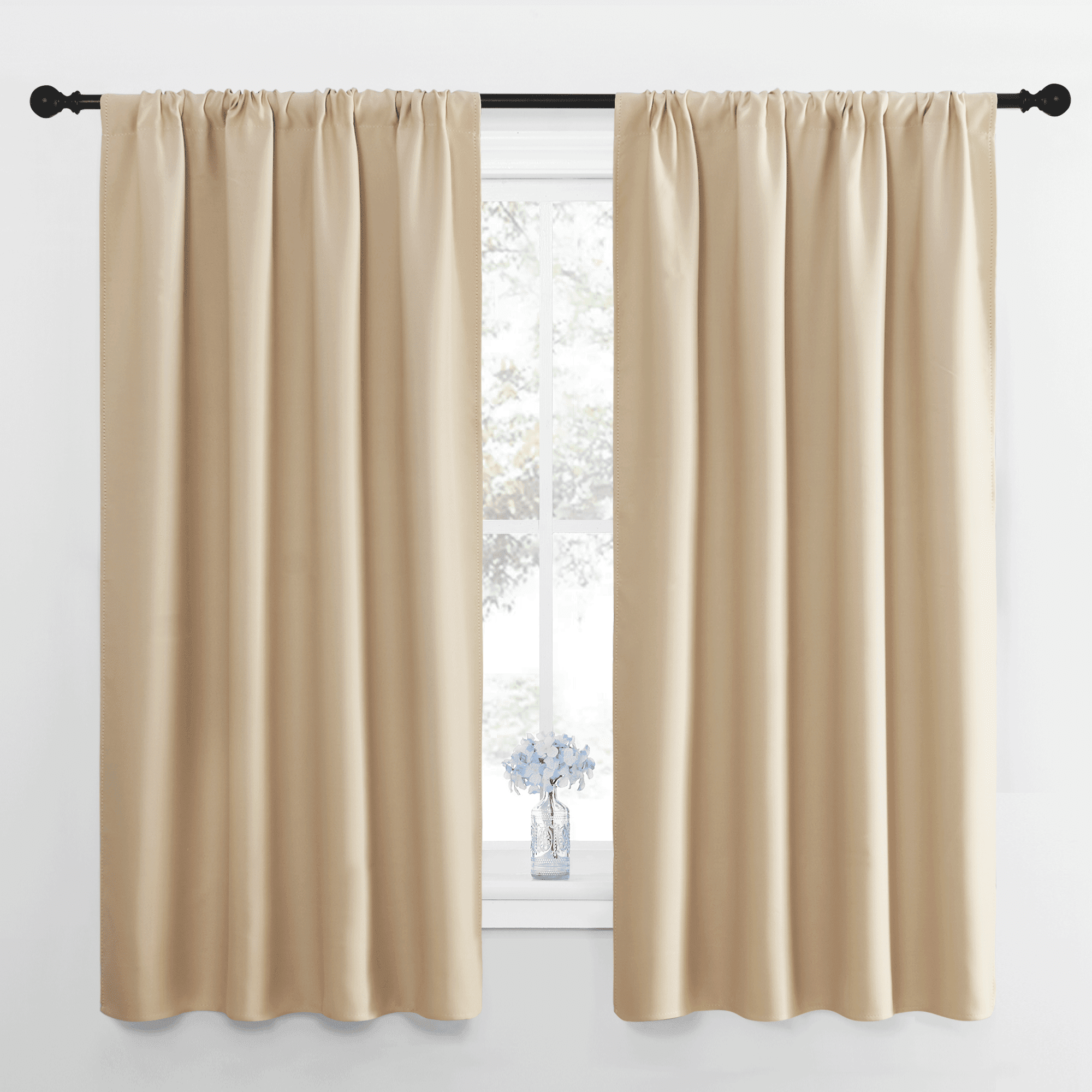 NICETOWN Room Darkening Curtains 63 inch Length for Bedroom Rod Pocket Thermal Insulated Curtains Dr(图2)