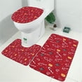 thumbnail image 2 of Red Christmas Candy Cane Pattern Bathroom Rugs Sets 3 Piece,Toilet Cover Set,Absorbent Non Slip Bathroom Mats Sets with U-Shaped Contour Rug Toilet Rug Set, 2 of 5