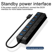 7 Port USB 2.0 Hub Multi - Port USB Splitter with On/Off Individual Switch LED Power Status Display for Laptop