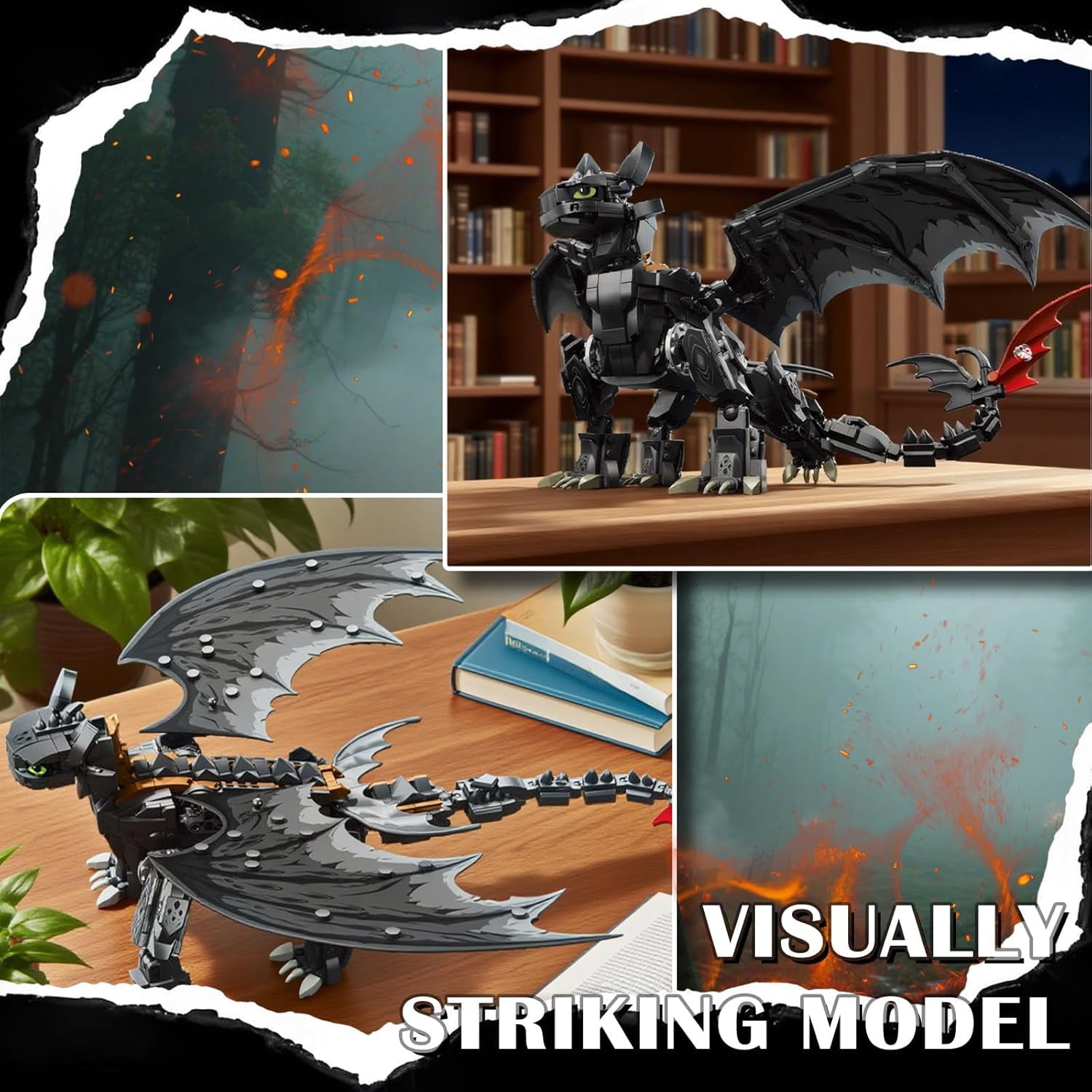 Black Dragon Building Set, Building Toy Compatible with Lego,  STEM Dragon Model Toy , for Kids Age 6+ on Birthday, Christmas(1026pcs)