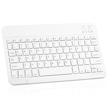 Ultra-Slim Rechargable Bluetooth Keyboard Compatible with Lenovo Yoga Smart Tab and Other Bluetooth Enabled Devices Including all iPads, iPhones, Android Tablets, Smartphones, Windows pc, White