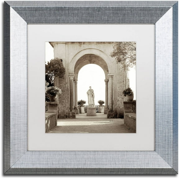 Trademark Fine Art "Giardini Italiano VIII" Canvas Art by Alan Blaustein, White Matte, Silver Frame
