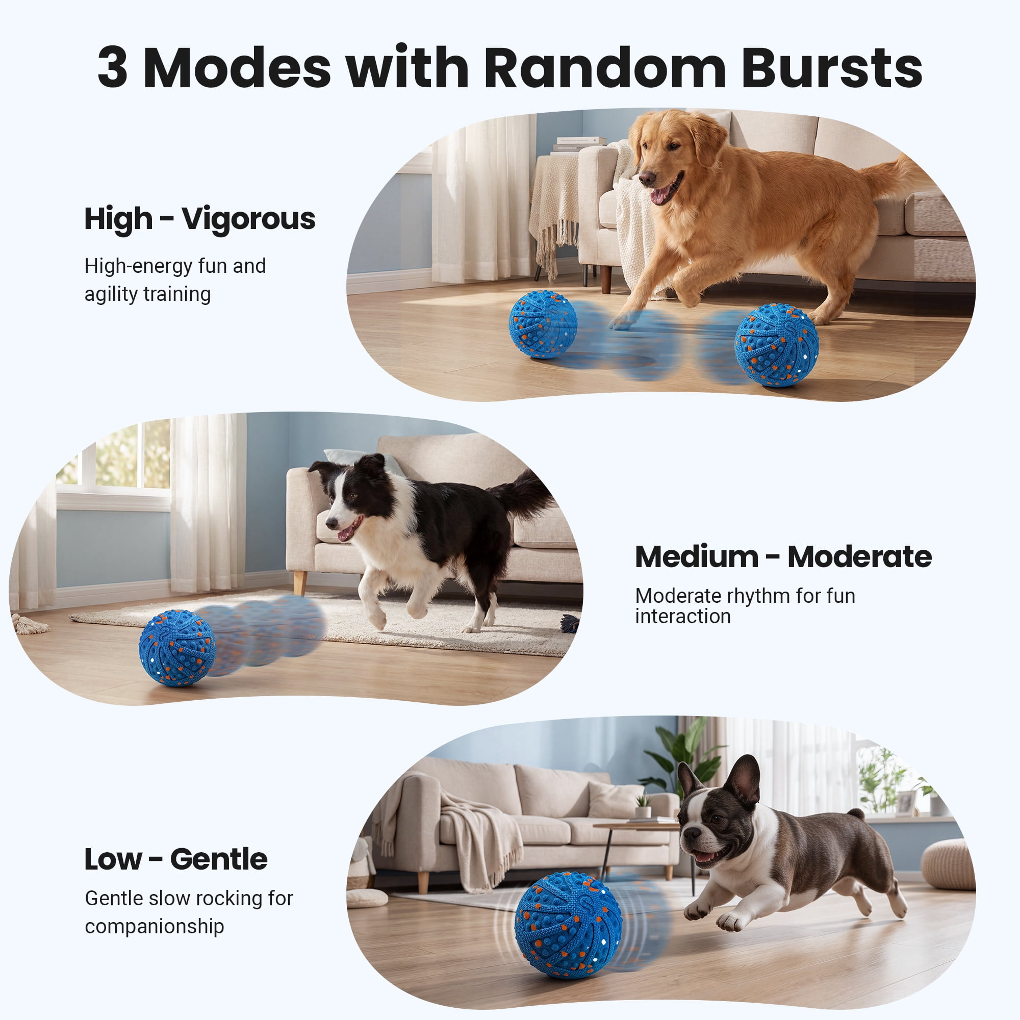 Vacqueen Interactive Automatic Rolling Dog Ball, ETPU Waterproof with Remote Control Dog Toys,Blue