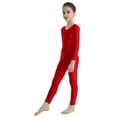 thumbnail image 6 of Aislor Kids Girls Long Sleeve Bodysuit Full Body Unitard Ballet Dance Gymnastics Leotard Dancewear Red 7-8, 6 of 7