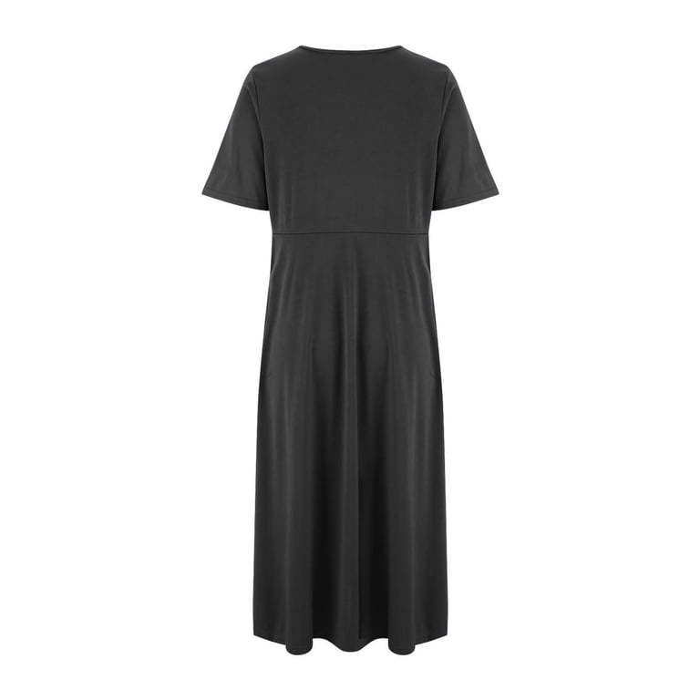 Blmnix Formal Dresses Valentine Dresses for Women 2026 Plus Size Fit & Flare Dress Short Sleeve V-Neck Black Birthday Dress,XXXL, Women's, Size: 3XL