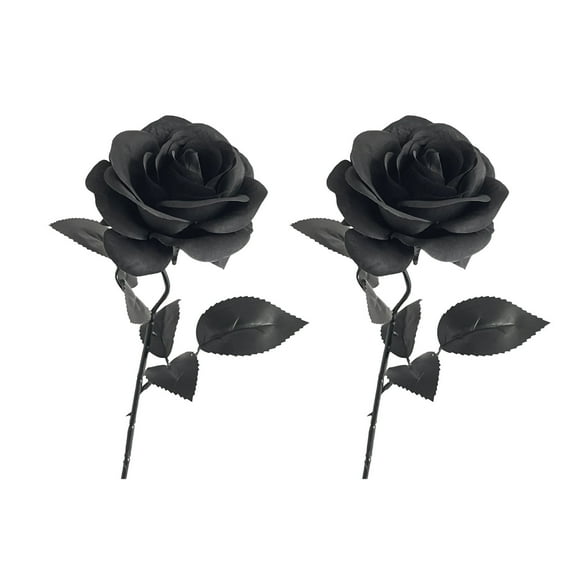 Gallickan Gothic Roses, Halloween Black Red Artificial Silk Flowers Bouquet for Dark Themed Decor, Haunted Pieces, Party Room Display Arrangements, Black