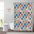 thumbnail image 5 of Lofaris Boho Patchwork Shower Curtain for Bathroom Bohemian Small Square Stitching Colorful Bright Floral Patterns Vintage Retro Bathtubs Waterproof Fabric Curtain Set Decor with 12 Hooks 72x72 Inches, 5 of 6