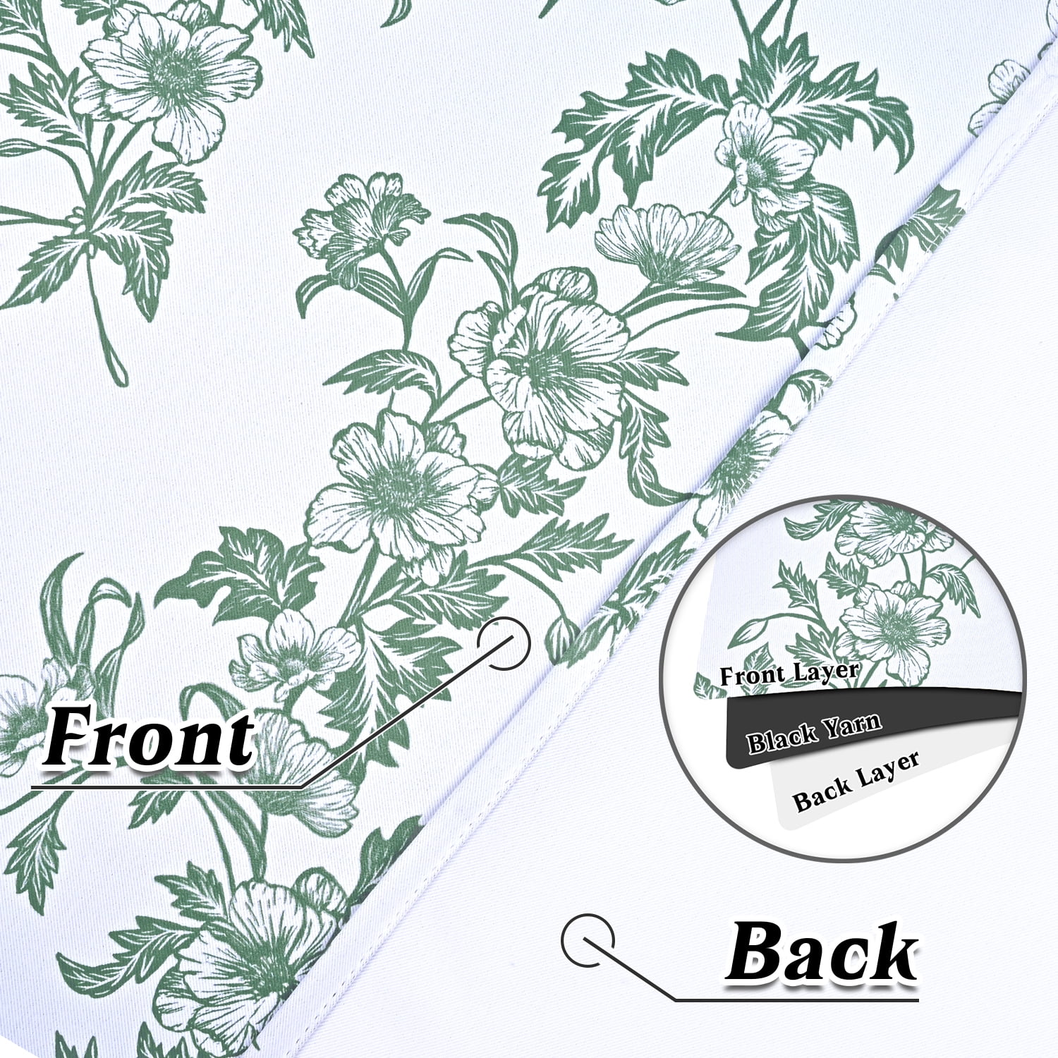 Alishomtll Floral Curtains Blackout Thermal Insulated Room Darkening Window Drapes for Living Room,Sage Green ,52"x63", 2 Panels