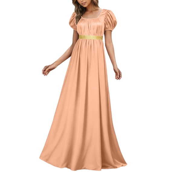 Regency Dresses for Women Empire Waist Puff Sleeve Evening Dress Victorian Fancy Tea Gown Halloween