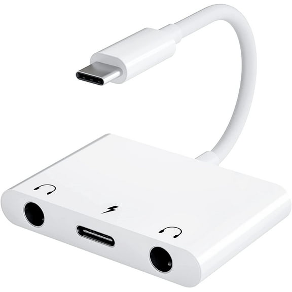 MYKOMI USB C to 3.5mm Audio Adapter, 3 in 1 Aux to USB C Headphone Splitter Dual 3.5mm Audio Jack and PD 60W Fast Charging, Compatible for iPad Pro,Galaxy S22 S21/Note 20,Pixel 4 3 XL,Huawei,etc