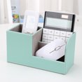 thumbnail image 2 of KINGFOM Multifunctional PU Leather Desk Organizer Pen Holder Brush Pot Pen Container Home School Office Stationery Storage Box Office Suppllies Business Cards Remote Control Pencil Holder Mint Green, 2 of 9