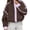 Brown, variant on Women's Sherpa Fleece Zip-Up Jacket Contrast Fall Winter Warm Sweatshirt(Red,XL)