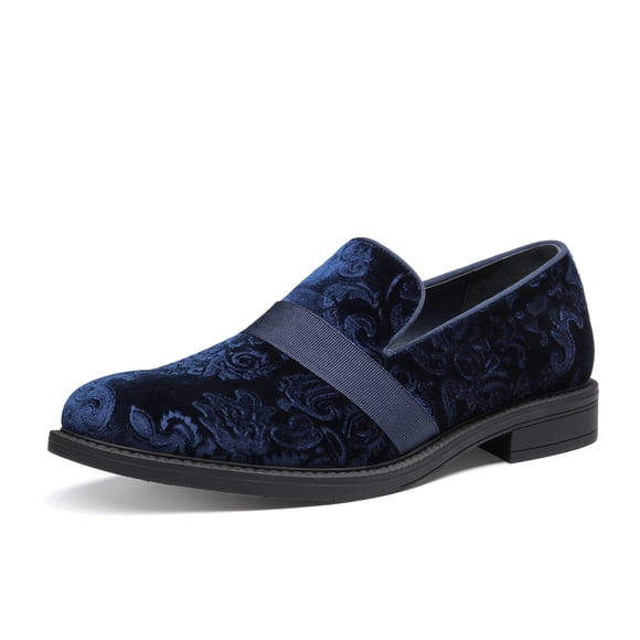 Mocasines Slip-On Clásicos de Cuero Charol Azul para Hombre Bruno Marc Talla 8