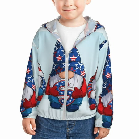 

Ocsxa Cute Gnomes in USA1 Print Kids Active Zipper Sun Protection Jacket Boys Girls Hooded Cooling Shirt-2 Years