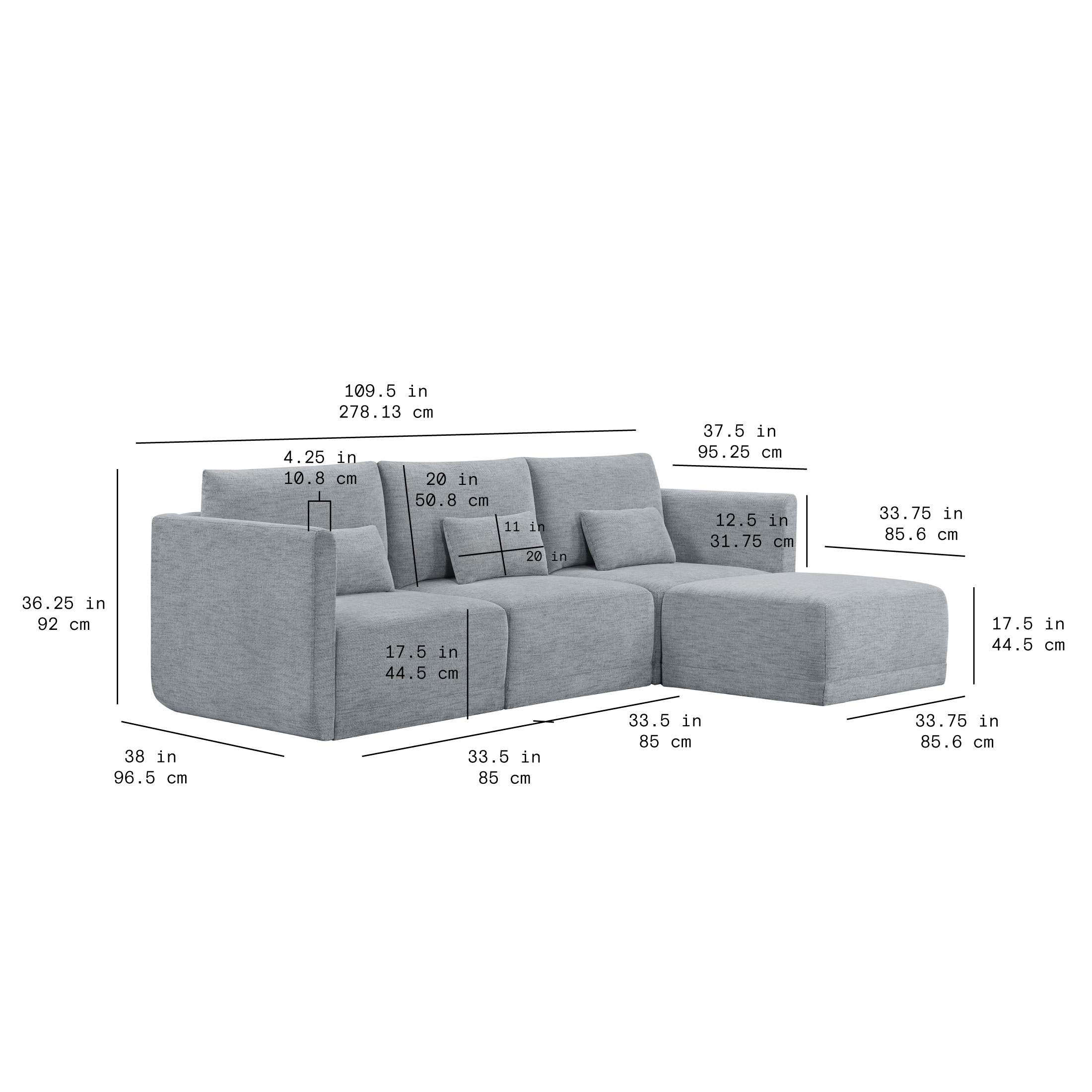 Beautiful Drew Modular Sectional Sofa with Ottoman by Drew Barrymore, Gray Fabric - image 5 of 15