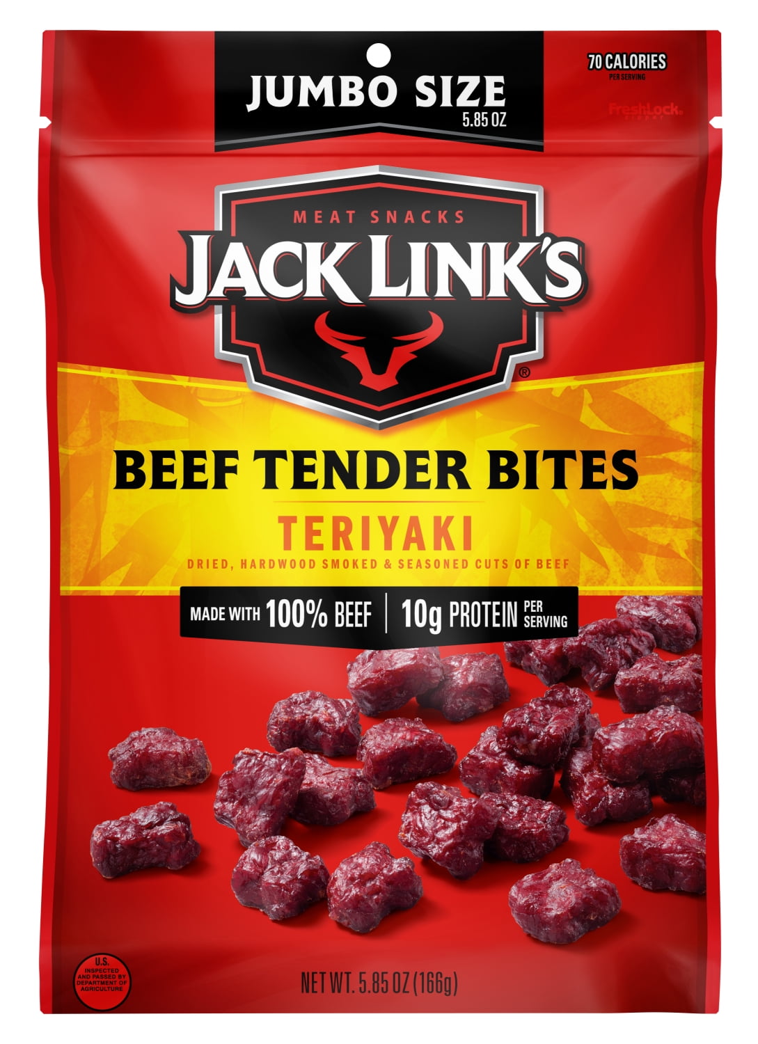 Jack Links Beef Tender Bites, 100% Beef, Teriyaki, 10g of Protein Per Serving, 5.85 oz Bag