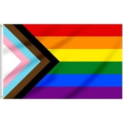 Progress Pride Rainbow Flag 3x5Ft 2Pack LGBTQ Flag Banner with Vivid Color and Fade Proof, Canvas Header,Double