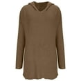 thumbnail image 5 of XPMWRP Women's Hoodie V neck Sweaters Long Sleeve Chunky Cable Knit Solid Color Pullover Sweaters Fall Trendy Casual Tunic Sweater Brown XXXL, 5 of 8