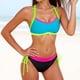 thumbnail image 4 of Conjunto de Bikini de Cintura Alta para las Mujeres Bloque de Color de Control Del Estómago Correa Ancha de Apoyo Trajes de Baño de Cintura Alta de Dos Piezas para las Mujeres, 4 of 8