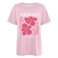 thumbnail image 3 of Trendfront Womens Hawaii Graphic T Shirt Crewneck Short Sleeve Tropical Hibiscus Letter Print Oversized Vacation Beach Tee Tops, 3 of 3