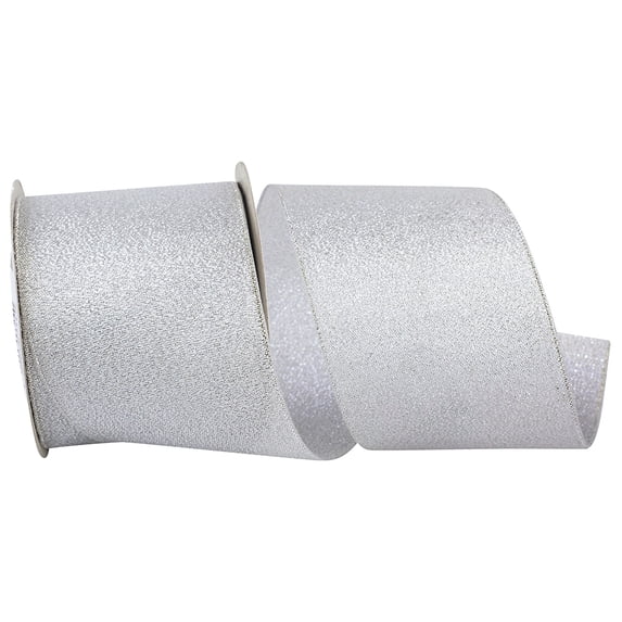 Reliant Ribbon - 60019-070-40F, Woven Shimmer Ribbon, Silver, 2-1/2 Inch, 10 Yards