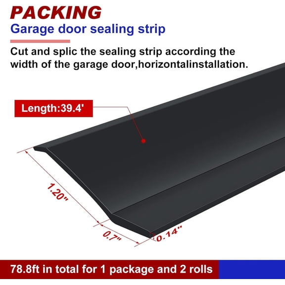 Weatherproofing Garage Door Seals Top and Sides Seal Strip PVC Garage Door Weather Stripping with Screws (78.7 ft, Black)